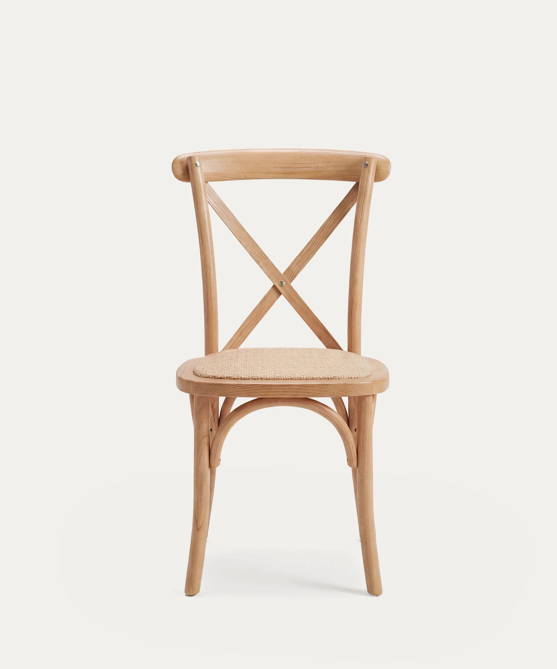 Silla comedor madera ratan respaldo en X crossback natural Venhoouse Chile