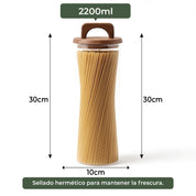 Frasco Redondo con Asa de Acacia - 2200 ml