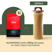 Frasco Redondo con Asa de Acacia - 2200 ml