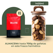 Frasco Redondo con Asa de Acacia - 1500 ml