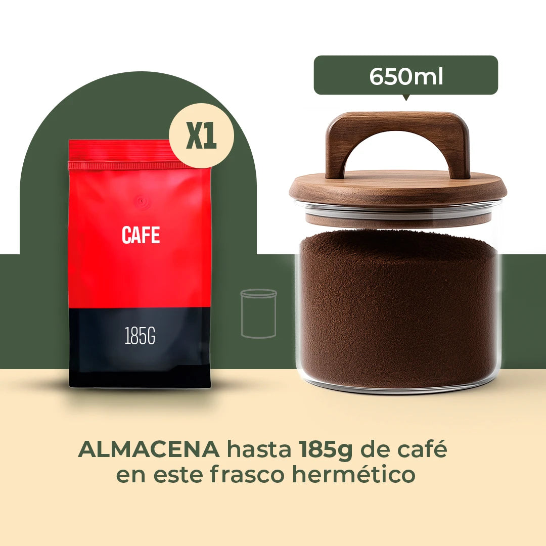 Frasco Redondo con Asa de Acacia - 650 ml