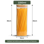 Frasco Rectangular con Tapa de Bambú - 2250 ml