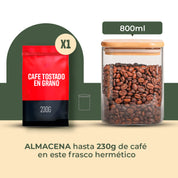 Frasco Rectangular con Tapa de Bambú - 800 ml