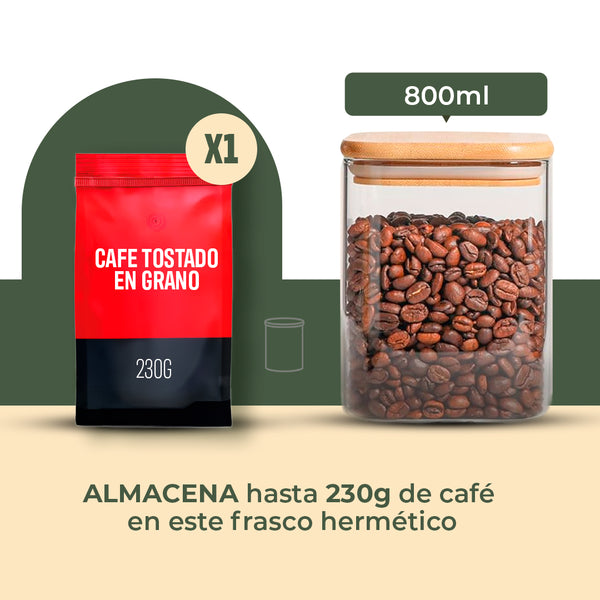 Frasco Rectangular con Tapa de Bambú - 800 ml
