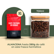 Frasco Rectangular con Tapa de Bambú - 700 ml
