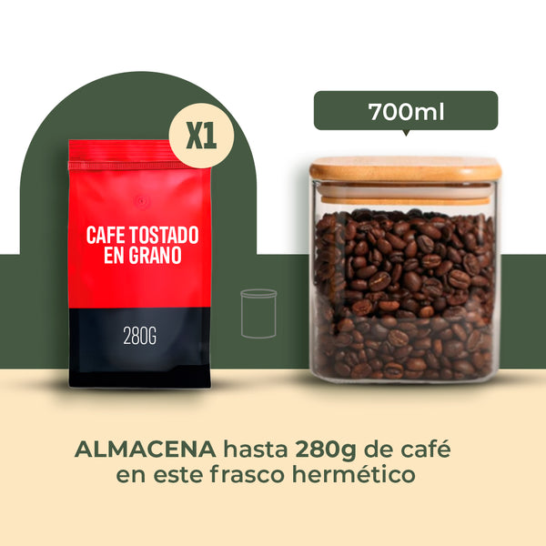 Frasco Rectangular con Tapa de Bambú - 700 ml