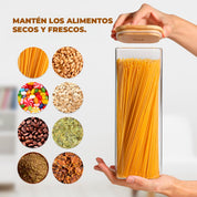 Frasco Rectangular con Tapa de Bambú - 2250 ml