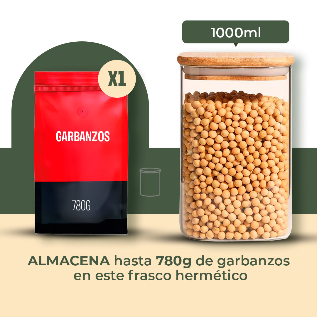 Frasco Rectangular con Tapa de Bambú - 1000 ml
