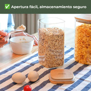 Frasco Rectangular con Tapa de Bambú - 1500 ml