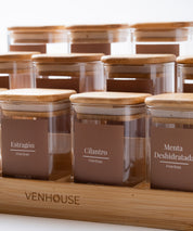 Especiero de Cocina Venhoouse - Set de 12 Tarros Herméticos con Rack de Bambú