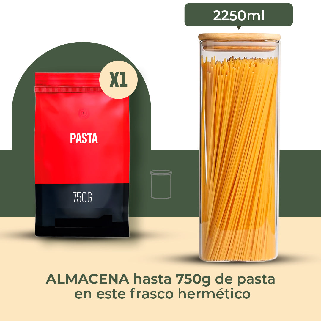 Frasco Rectangular con Tapa de Bambú - 2250 ml