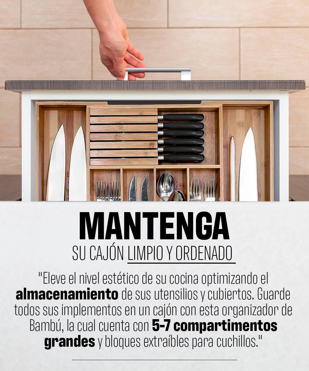 Organizador de Cubiertos de Acacia Expandible | Venhoouse