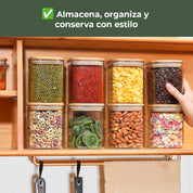 Frasco Rectangular con Tapa de Bambú - 800 ml