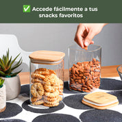 Frasco Rectangular con Tapa de Bambú - 1000 ml