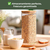 Frasco Rectangular con Tapa de Bambú - 2250 ml