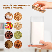 Frasco Rectangular con Tapa de Bambú - 1500 ml