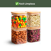 Frasco Rectangular con Tapa de Bambú - 700 ml