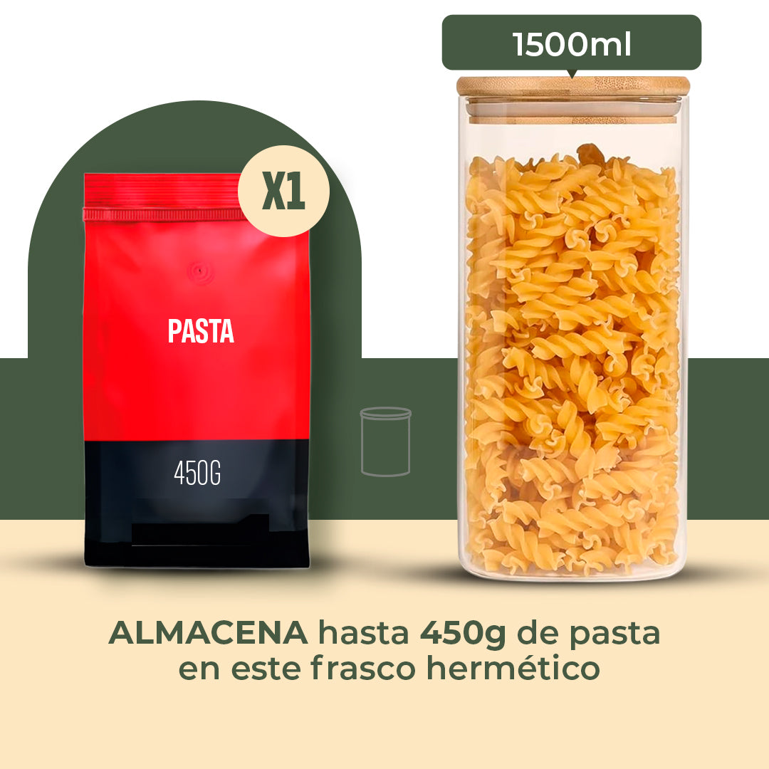 Frasco Rectangular con Tapa de Bambú - 1500 ml