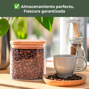 Frasco Rectangular con Tapa de Bambú - 700 ml