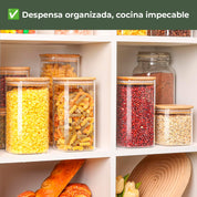 Frasco Rectangular con Tapa de Bambú - 1500 ml