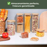 Frasco Rectangular con Tapa de Bambú - 2250 ml