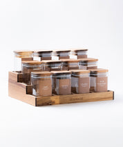 Especiero de Cocina Venhoouse - Set de 12 Tarros Herméticos con Rack de Acacia