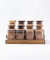 Especiero de Cocina Venhoouse - Set de 12 Tarros Herméticos con Rack de Acacia
