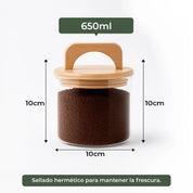 Frasco Redondo con Asa de Bambú - 650 ml