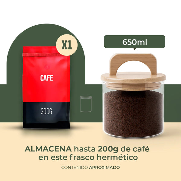 Frasco Redondo con Asa de Bambú - 650 ml