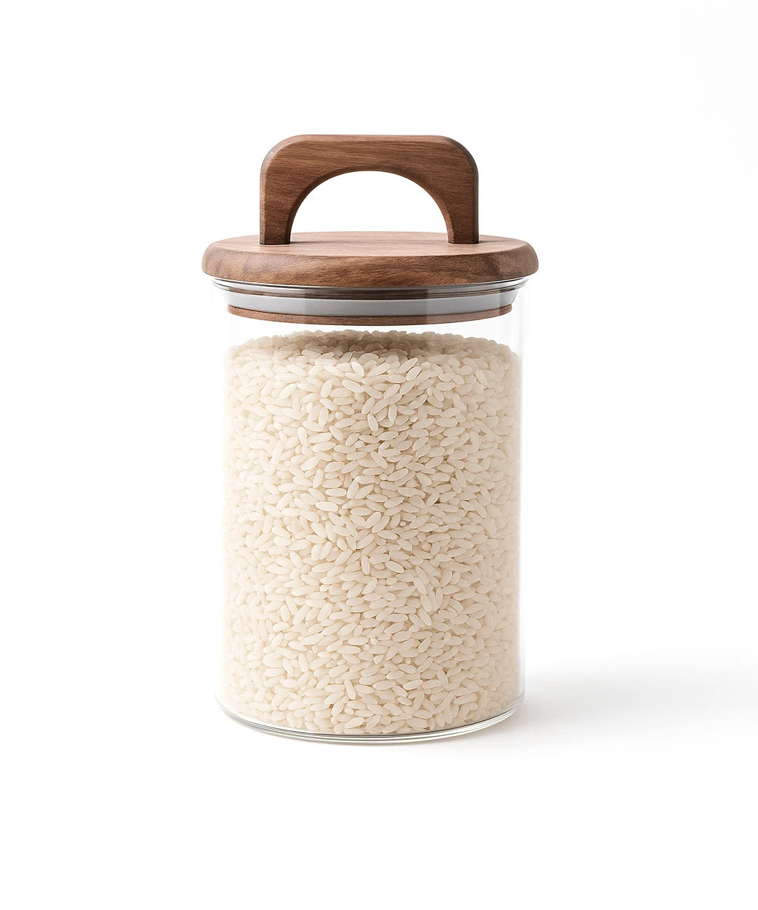 Frasco Redondo con Asa de Acacia - 1000 ml