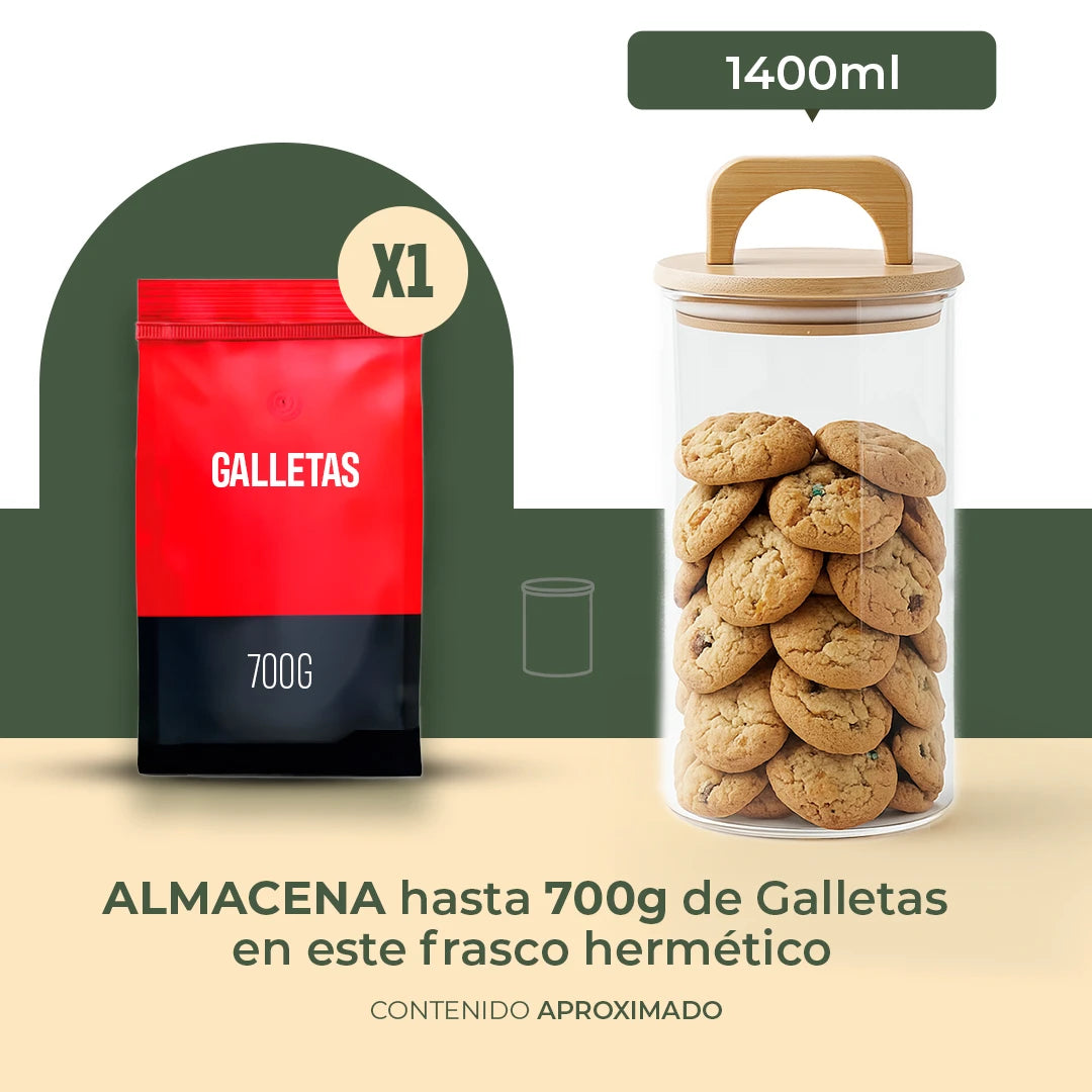 Frasco Redondo con Asa de Bambú - 1400 ml