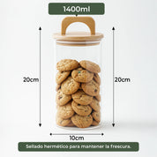 Frasco Redondo con Asa de Bambú - 1400 ml