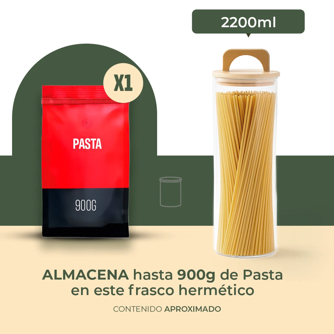 Frasco Redondo con Asa de Bambú - 2200 ml