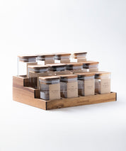 Especiero de Cocina Venhoouse - Set de 12 Tarros Herméticos con Rack de Acacia