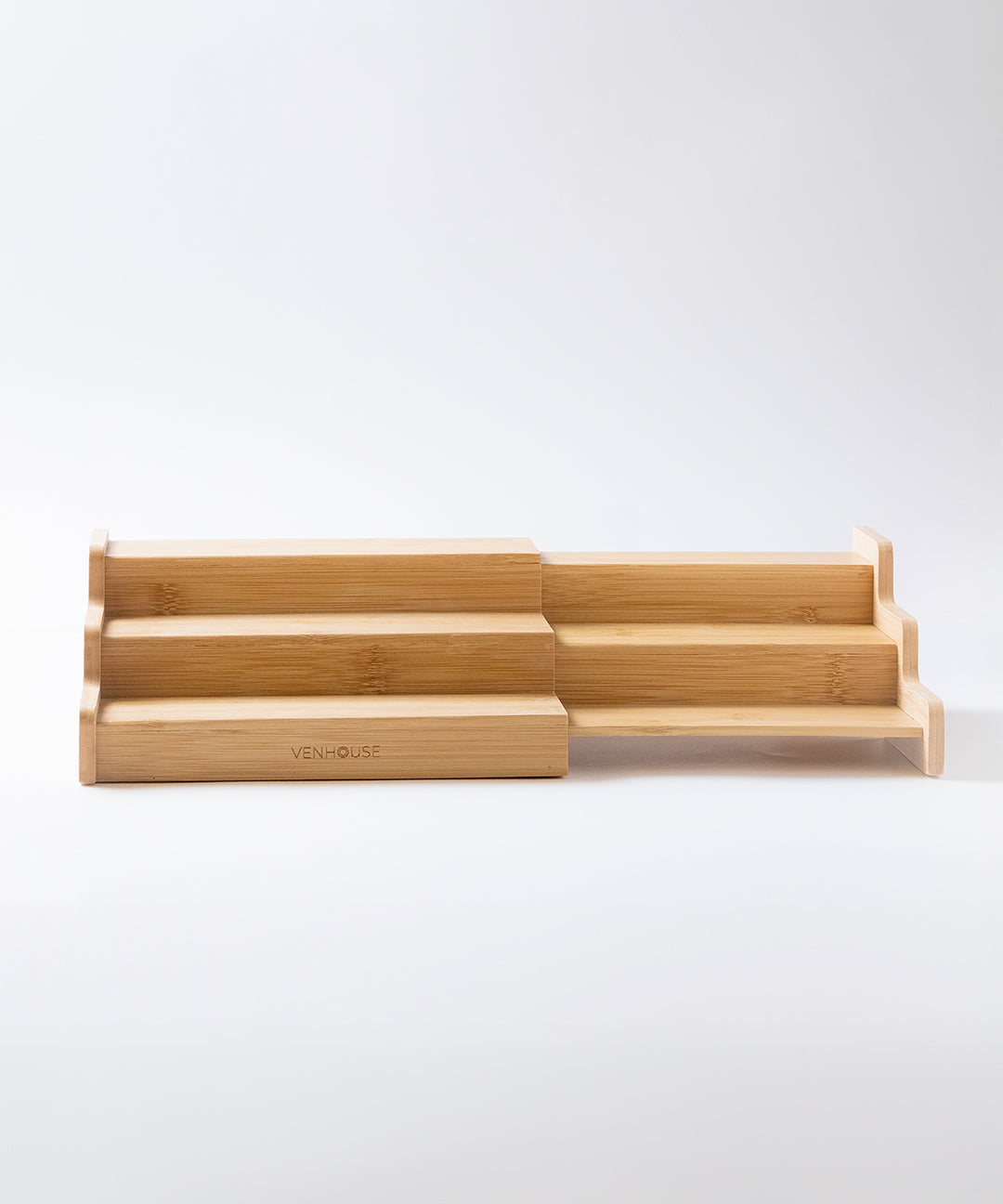 Set 15 Especieros De Vidrio Rack Extensible De Bambú