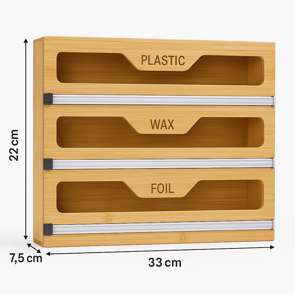 Organizador Cocina De Bolsas Ziplock Papel Bambú 3 En 1