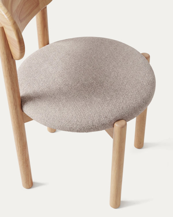 Detalle asiento chenilla beige textura tapizado silla Porto comedor Venhoouse Chile