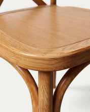 Detalle asiento silla Crossback armable polipropileno efecto madera natural Venhoouse Chile