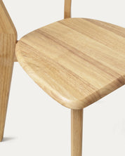 Detalle asiento madera natural silla Fresno comedor vista superior Venhoouse Chile