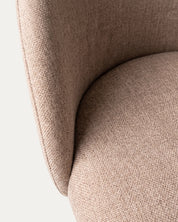 Detalle asiento tapizado poliéster beige taupe silla Sora comedor Venhoouse Chile