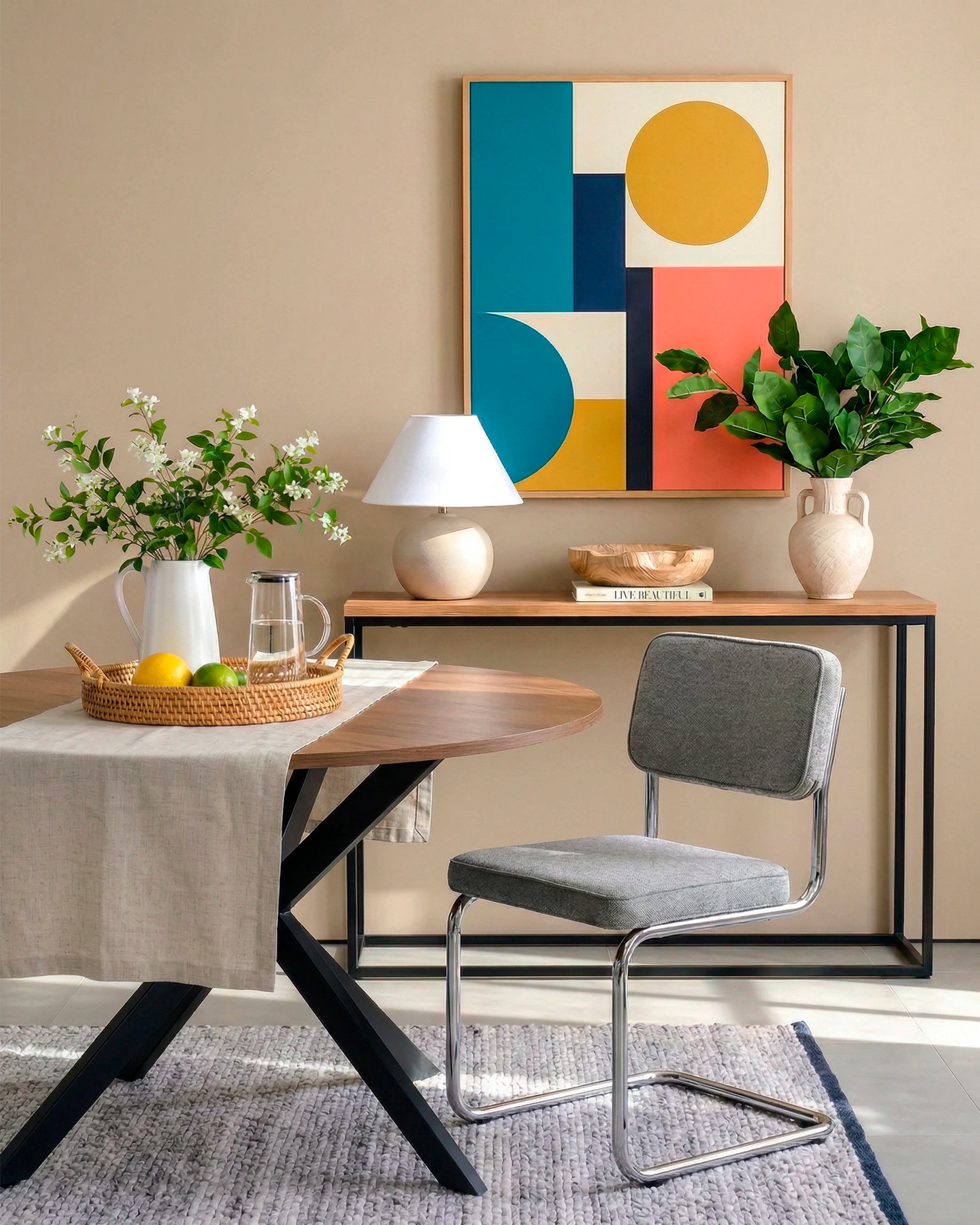 Silla Breuer comedor tapizada en ambiente de comedor moderno Venhoouse Chile	