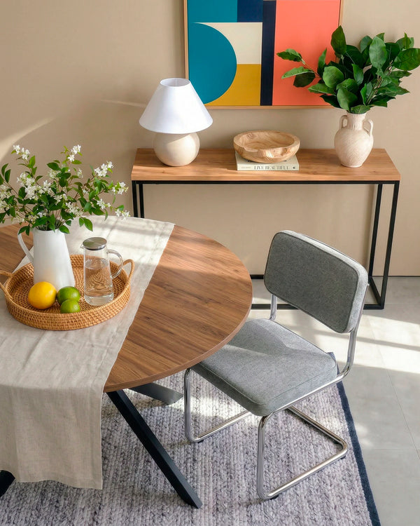Silla Breuer tapizada acolchada comedor metal cromado negro Venhoouse Chile