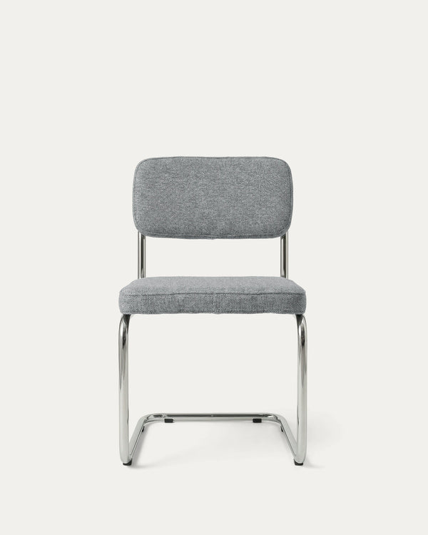 Silla Breuer tapizada acolchada comedor metal cromado negro Venhoouse Chile