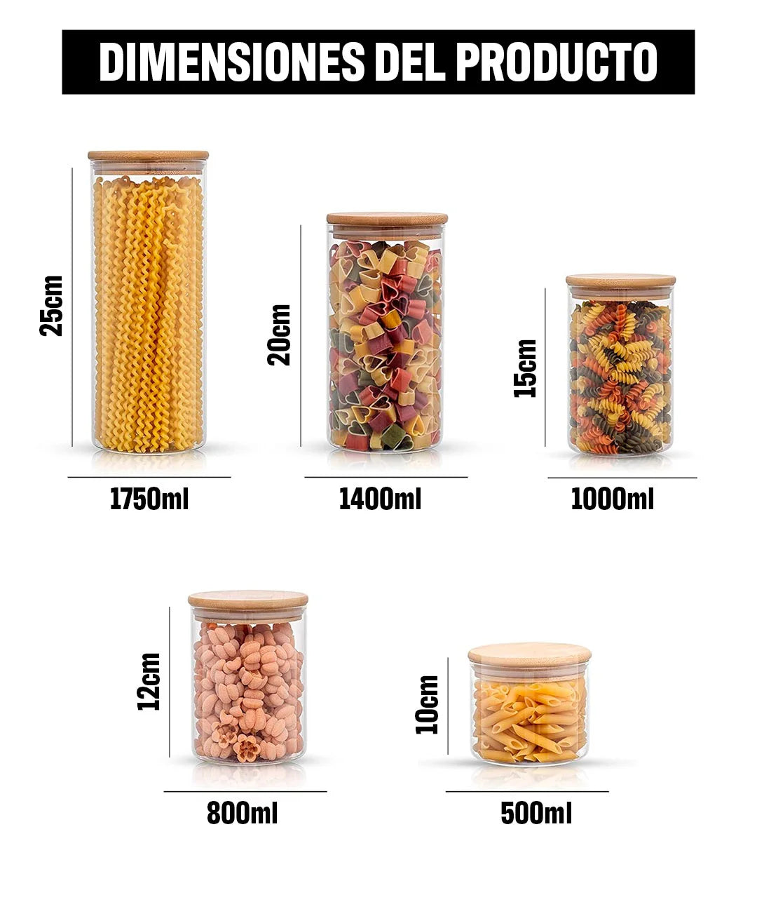 Set de 5 Contenedores hermeticos de bambú