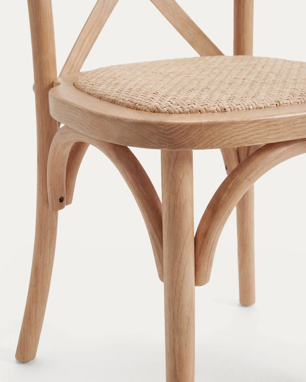 Silla crossback madera ratán comedor natural — vista completa Venhoouse Chile