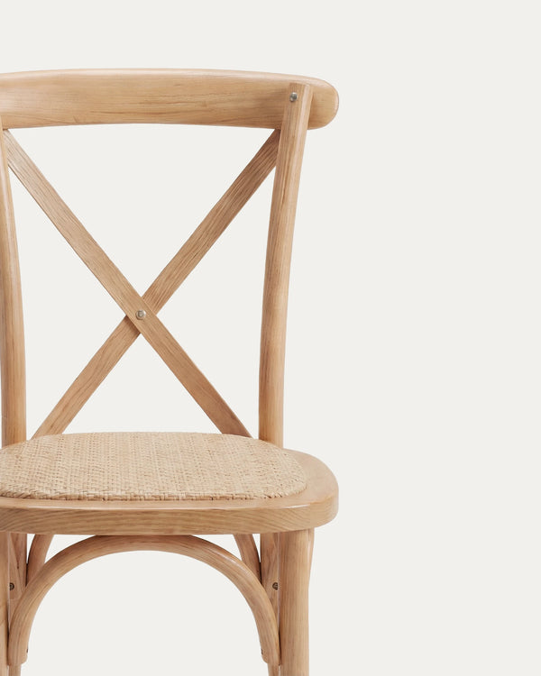 Detalle asiento ratan natural tejido silla crossback comedor Venhoouse Chile
