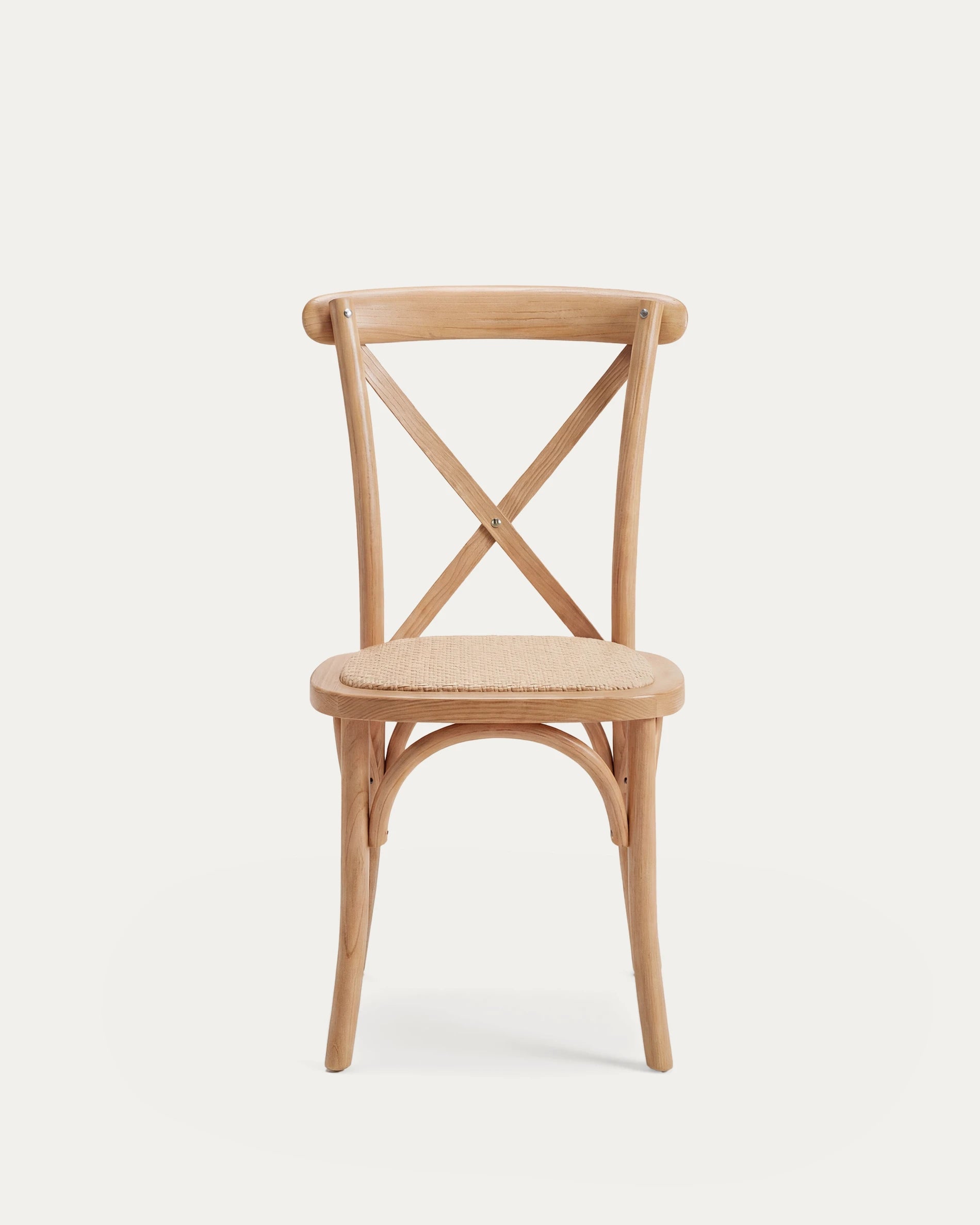 Silla comedor madera ratan respaldo en X crossback natural Venhoouse Chile