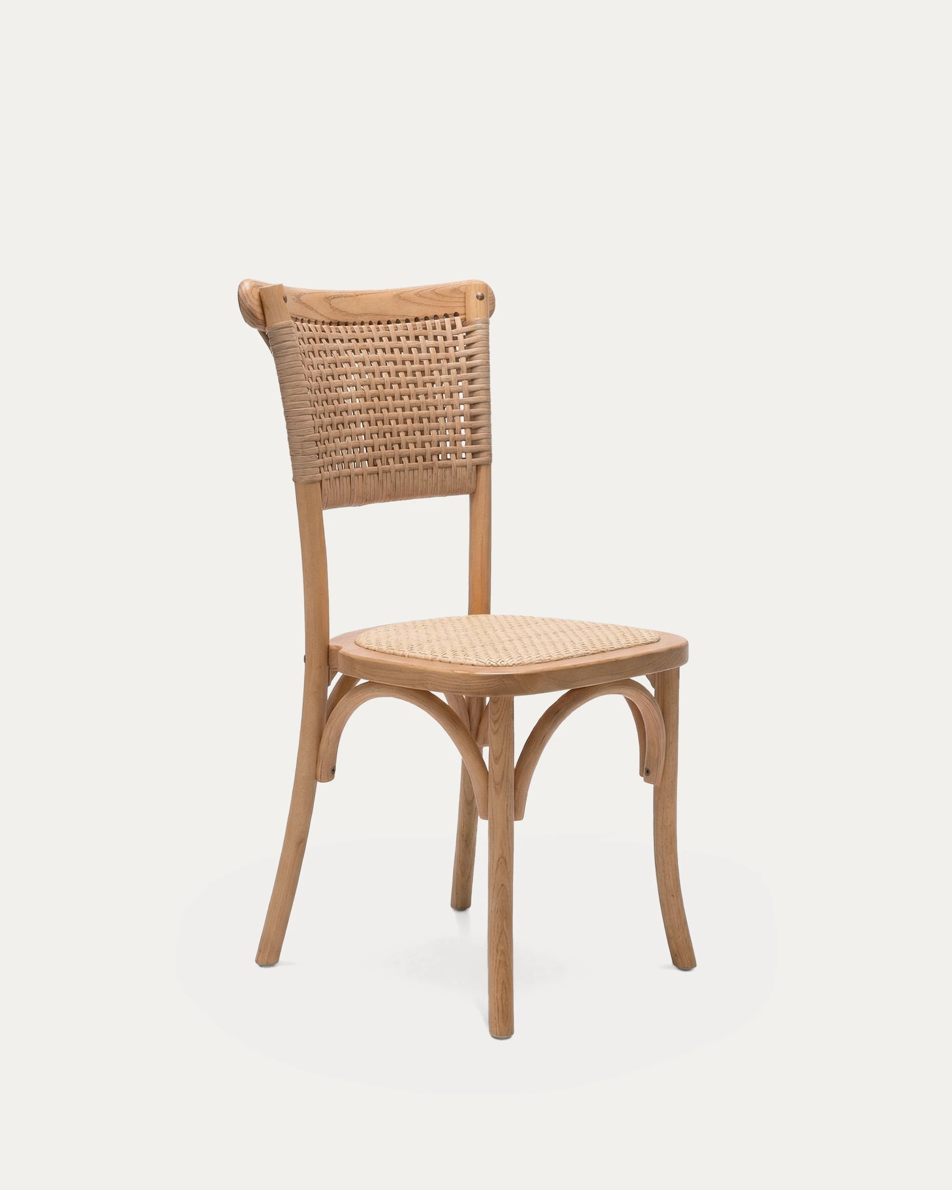 Silla crossback madera olmo comedor natural — vista frontal completa Venhoouse Chile