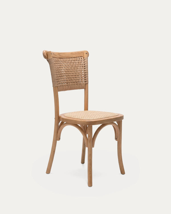 Silla crossback madera olmo comedor natural — vista frontal completa Venhoouse Chile