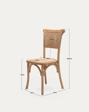 Detalle respaldo tejido ratán silla crossback comedor madera olmo Venhoouse Chile